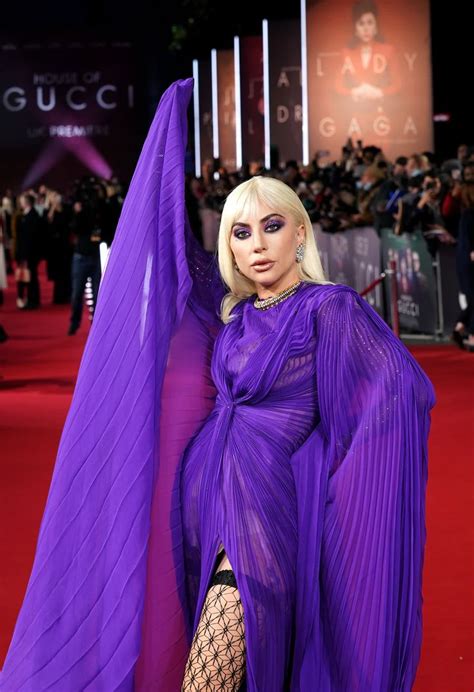 lady gaga gucci purple dress|Lady Gaga Stuns at Premiere of 'House of Gucci' .